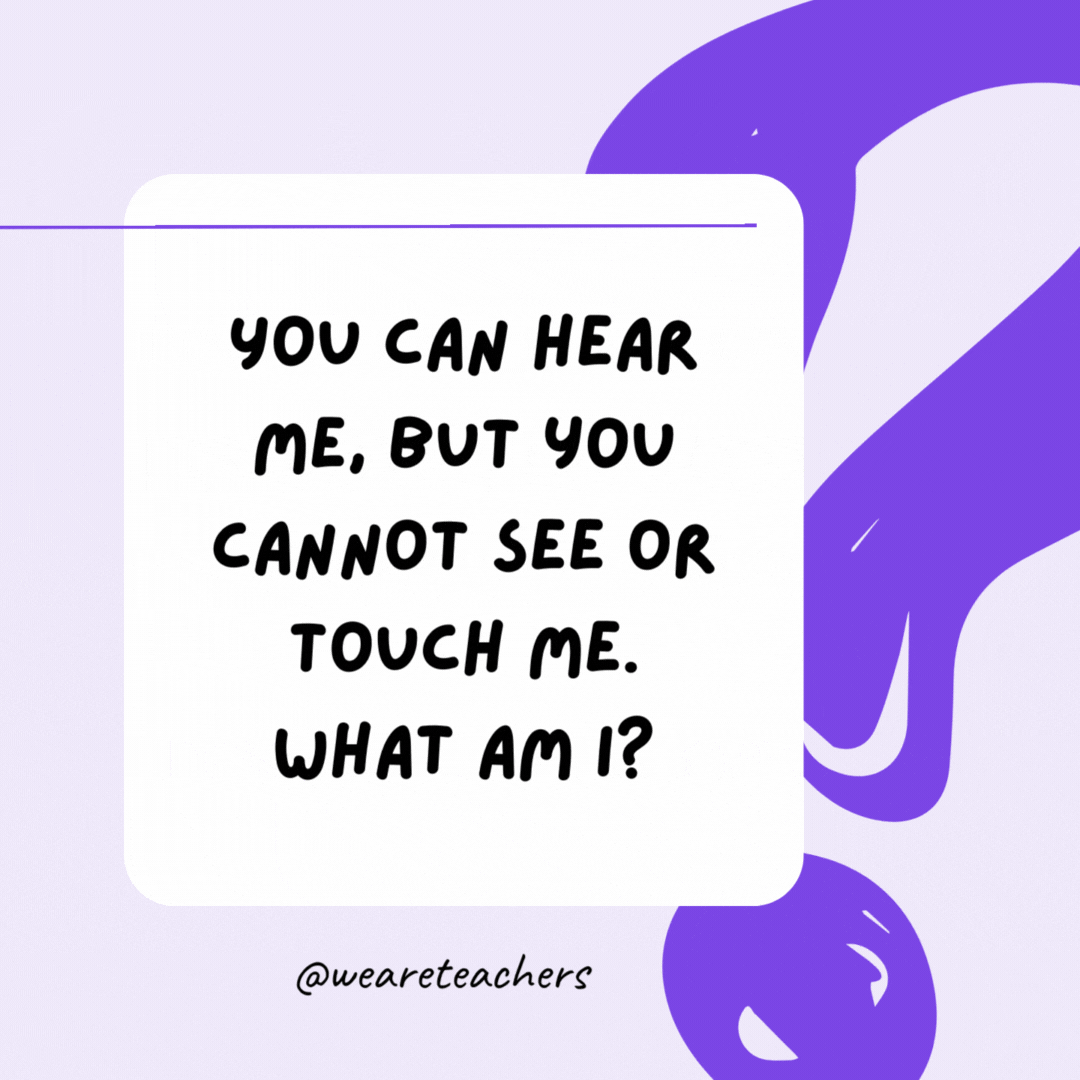You can hear me, but you cannot see or touch me. What am I? A voice. You can hear me, but you cannot see or touch me. What am I? A voice.