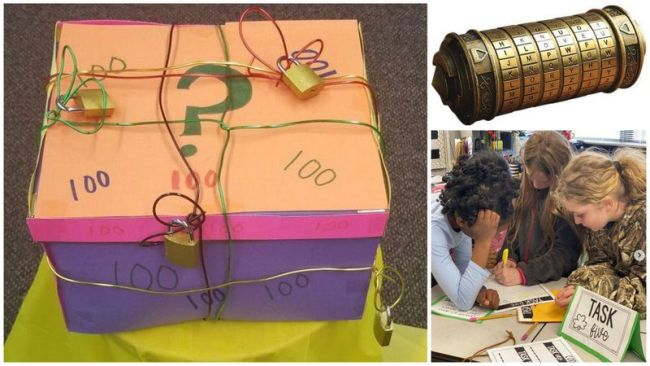 Fun Last Day of School Activities: Escape Room Collage of escape room images as an example of fun last day of school activities