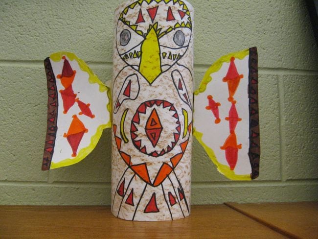 Second Grade Art: Totem Poles Paper totem pole of an owl