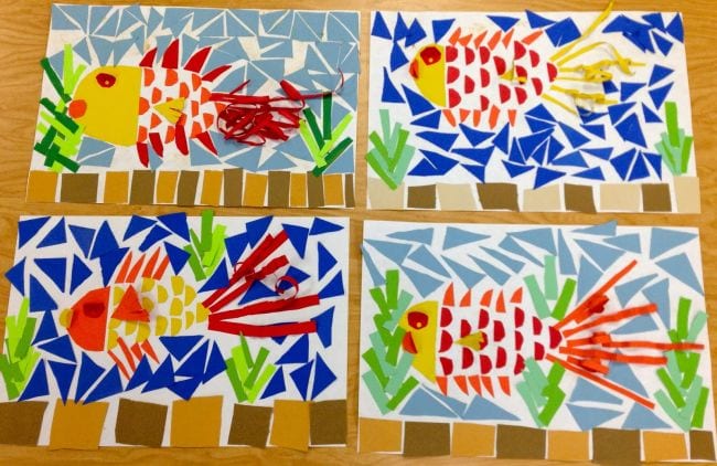 Second Grade Art: Fish Mosaics Paper fish mosaics (Second Grade Art)