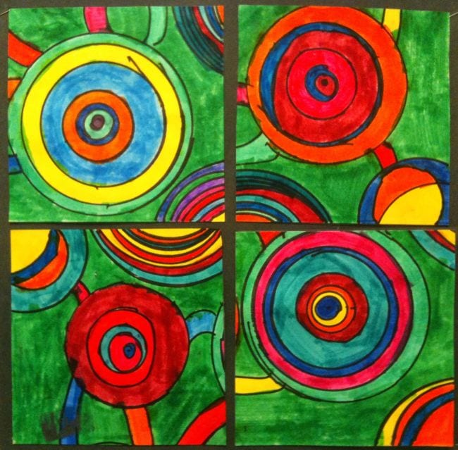 Second Grade Art; Circles Abstract art of circles in bright colors (Second Grade Art)