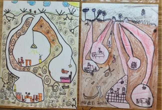 Second Grade Art: Underground World Children's illustrations of underground worlds (Second Grade Art)