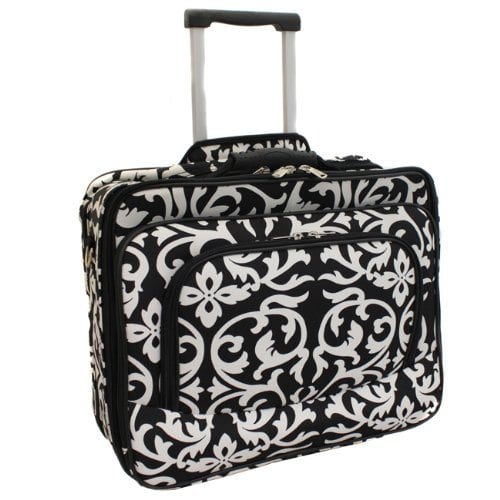 Black and white rolling computer bag
