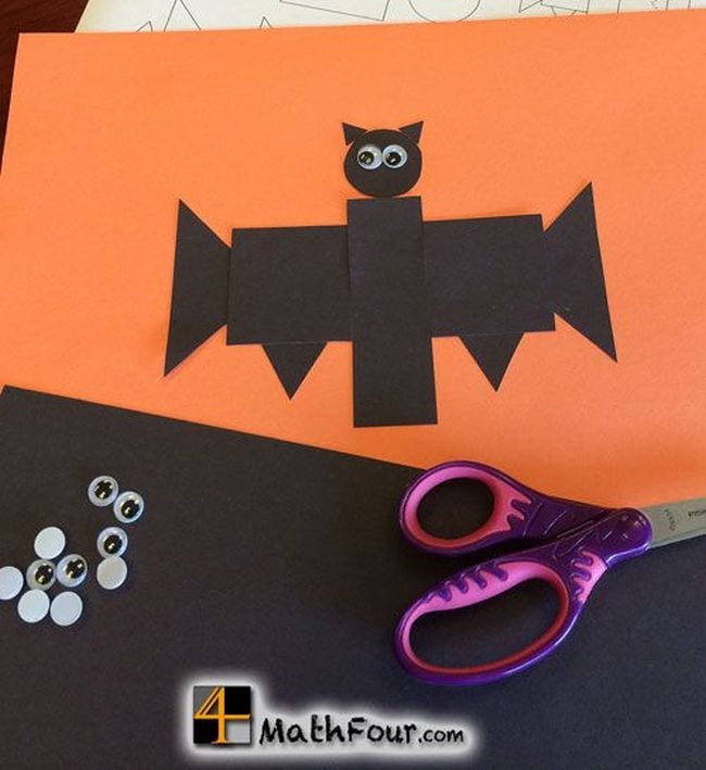 geometry-bat A bat is made from different shapes of black construction paper