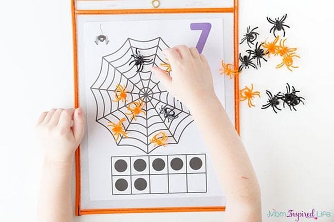 spiderweb-tenframe A math worksheet with a spiderweb and a ten frame on it