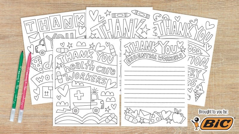 Thank You Pages Five worksheets/thank you notes are shown in this example of gratitude activities for kids.