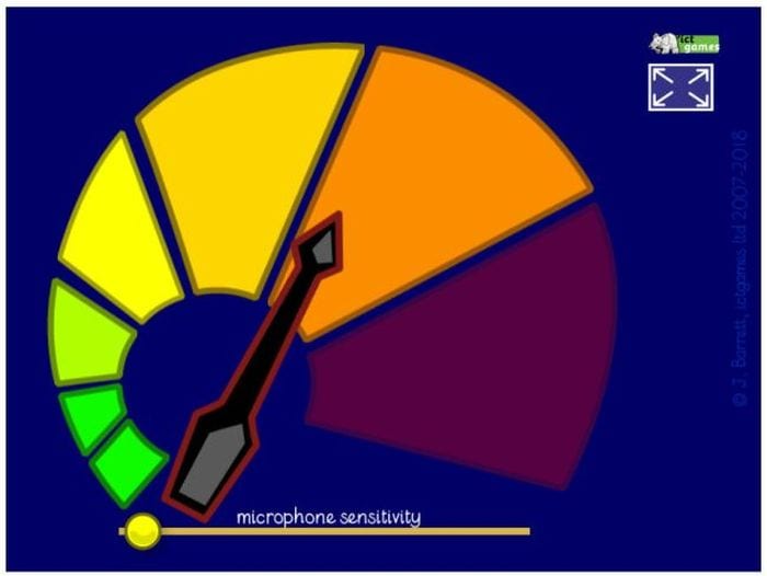 Classroom Noise Monitor App Calm Counter A colorful circular gauge ranging from green to yellow to orange to red as an example of best noise meters