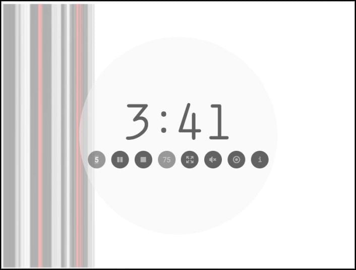 Classroom Noise Monitor App Zero Noise Classroom Google Stripes run down the left side of a screen with the numbers 3:41 to the right as an example of best noise meters