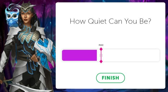 Classroom Noise Monitor Apps Classcraft A screen asks the question How Quiet Can You Be?