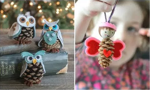 pine-cone-crafts A collage of 4 adorable pine cone crafts