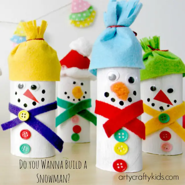 paper-roll-snowman Snowman craft made from toilet paper rolls