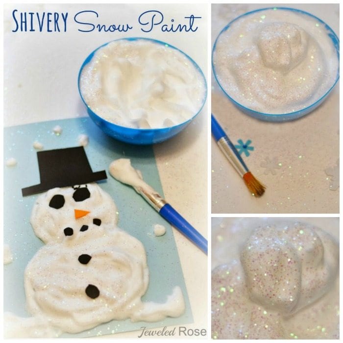 snow-paint A student art project using glue and shaving cream to create snowmen