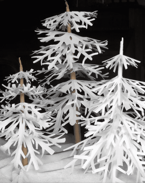 paper-snowflake-trees Beautiful winter trees made from paper snowflakes