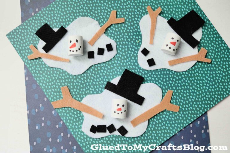 felt-melted-snowman-craft-for-kids-1-1-768×512 Melting snowmen craft made from felt as an example of classroom winter crafts