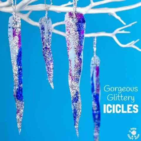 glittery-icicles Glittery blue icicles dangle from white branches