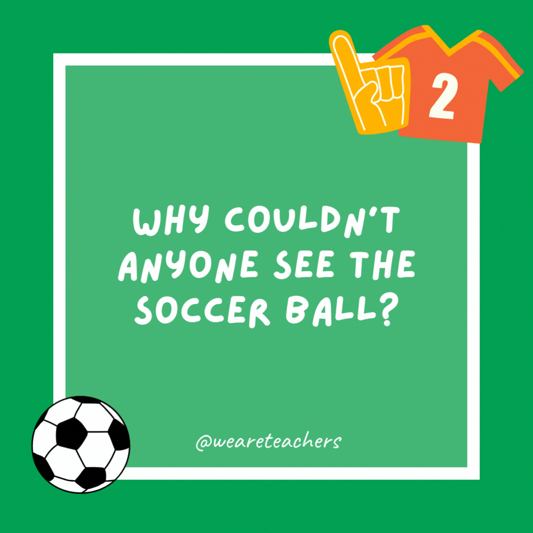 Why couldn’t anyone see the soccer ball? The defense cleared it. Why couldn’t anyone see the soccer ball?
The defense cleared it.