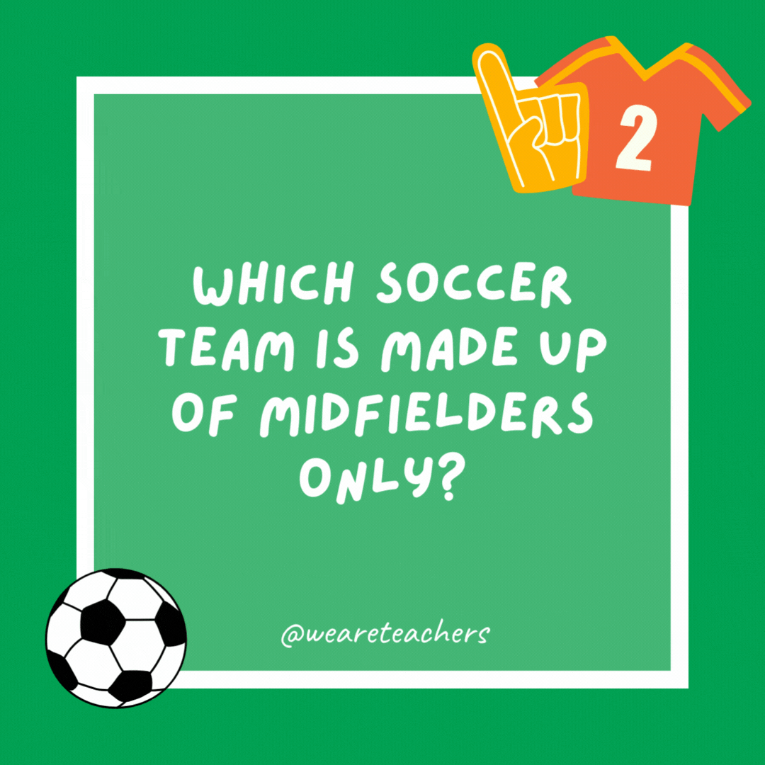Which soccer team is made up of midfielders only? Middlelessborough. Which soccer team is made up of midfielders only?
Middlelessborough.