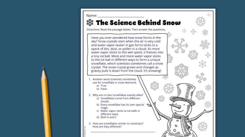 What is Snow Worksheet What is Snow worksheet with pencil