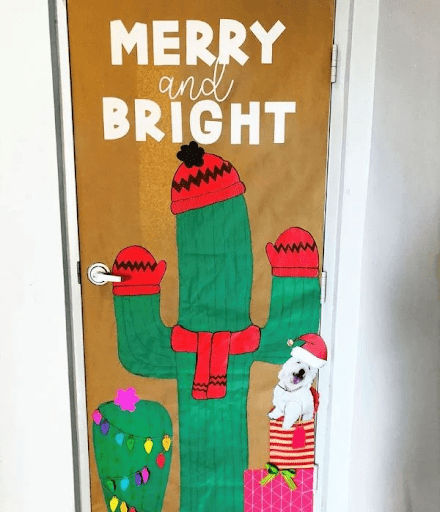 Winter Classroom Door: Cactus Door with decor of a cactus and words