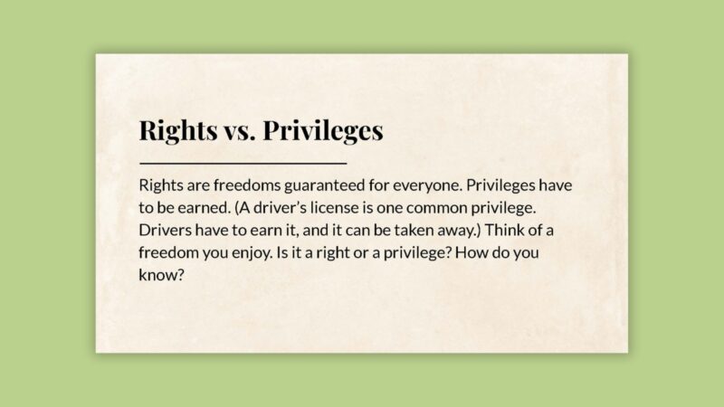 Rights vs. Privileges Rights vs. Privileges slide