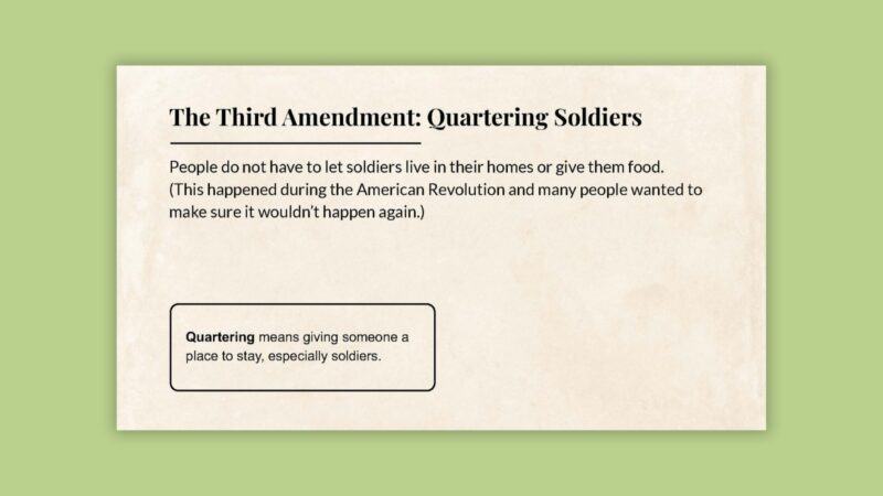 The Third Amendment: Quartering Soldiers The Third Amendment: Quartering Soldiers slide