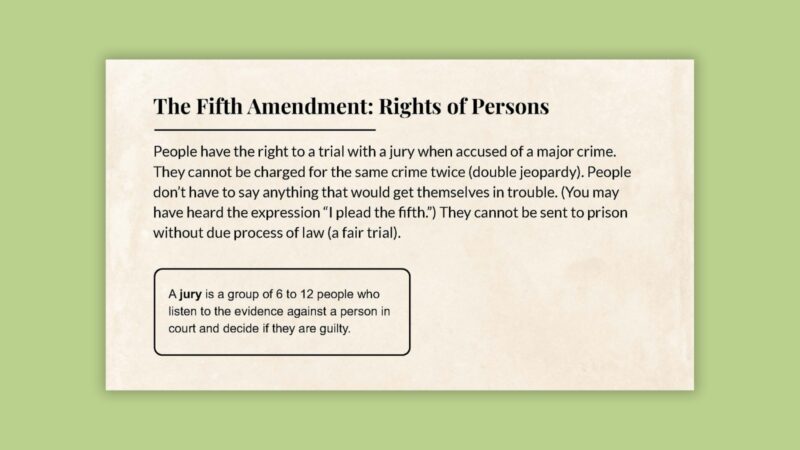 The Fifth Amendment: Rights of Persons The Fifth Amendment: Rights of Persons sldie