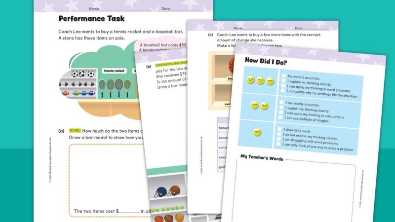 6 Free Math Performance Tasks for Grades K-5 Images of pages from the 2nd grade math performance tasks