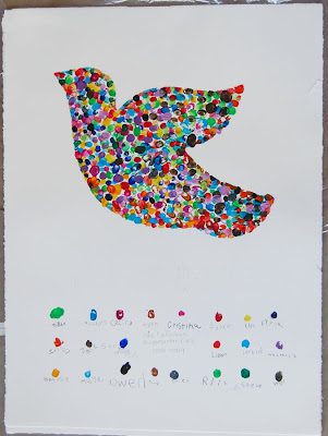 peace-dove A colorful dove painting made from student fingerprints