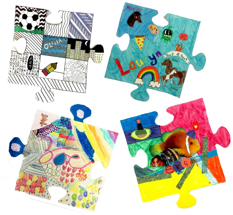 puzzle-pieces Pieces of a collaborative puzzle created by students