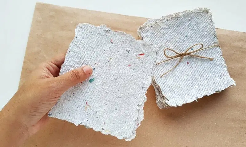 Recycle Paper Experiment A packet of homemade recycled paper tied with twine