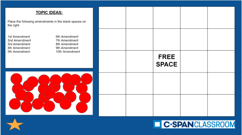 Bill of Rights Bingo Bill of Rights Bingo activity