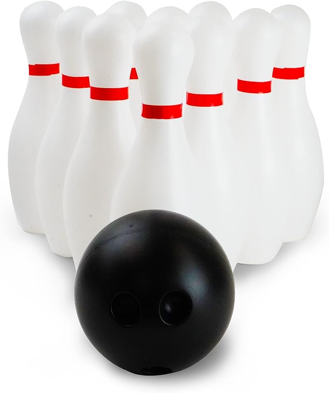 bowling-game bowling ball and ten pins for a bowling game for friday fun activity