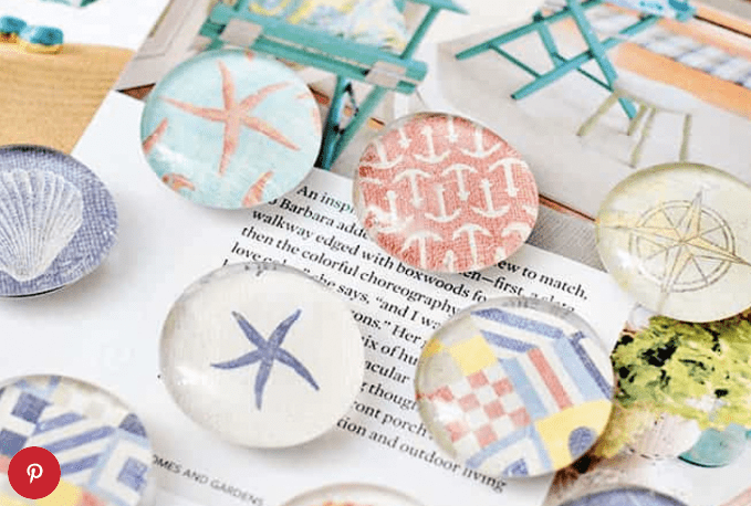 decoupage glass magnets Clear glass magnets with children's drawing decoupaged to the backs