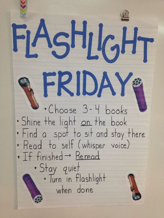 flashlight-friday an anchor chart explaining how to read with a flashlight on flashlight friday