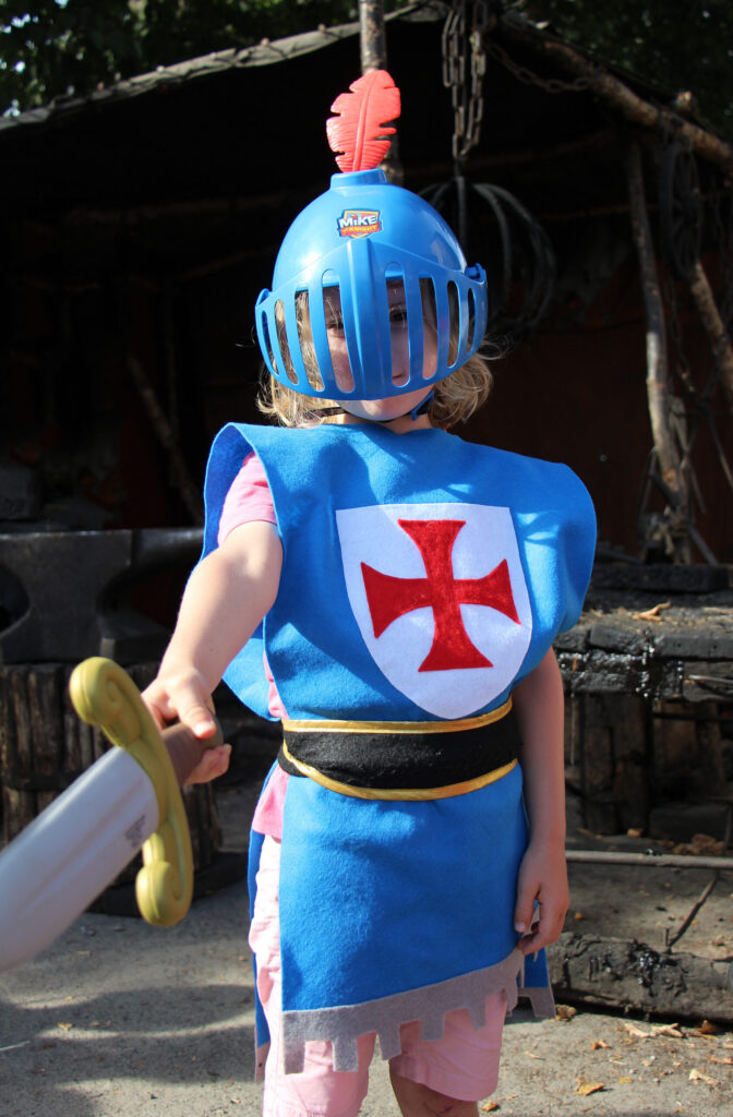 middle-ages child in a knight costume