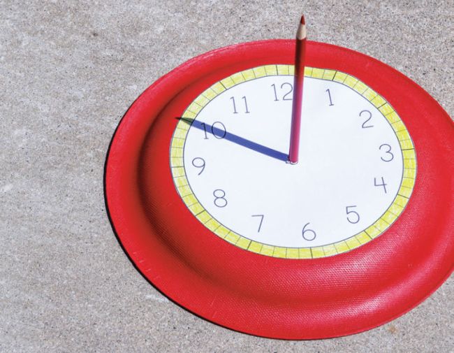 Second Grade Science: Sundial DIY sundial made from a paper plate and a pencil