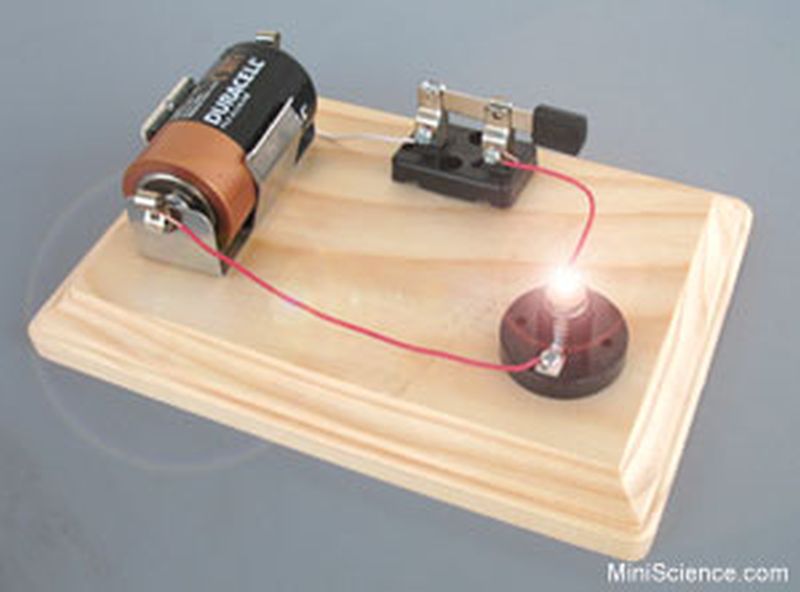 Simple Circuits Project Simple circuit in the open position, light bulb lit