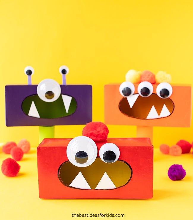 tissue-box-monster tissue boxes made into monsters