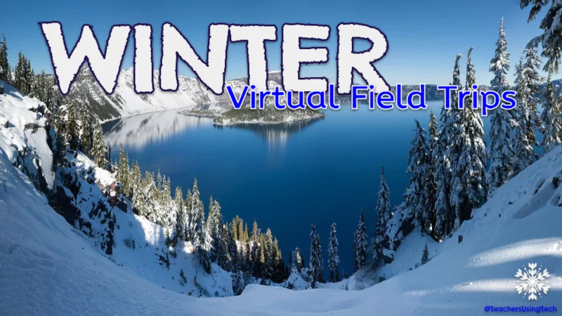 winter-virtual-field tirps winter virtual field trip image with snow and mountains for a snow activity