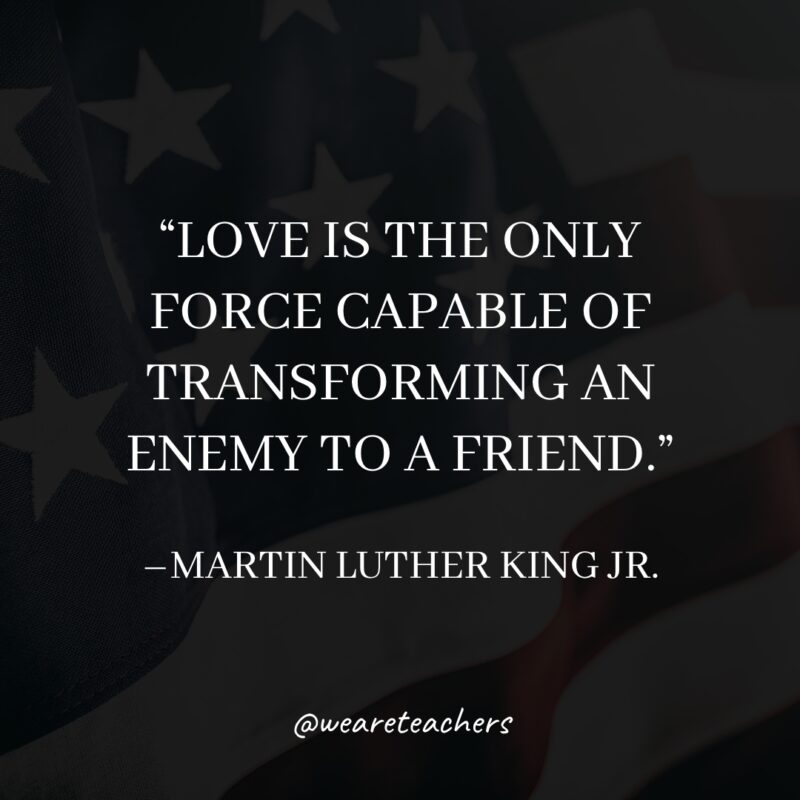 Love is the only force capable of transforming an enemy to a friend.
