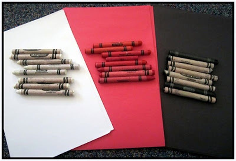 Martin Luther King Crayon Lesson White, red, and black construction paper and crayons
