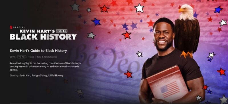 kevin-harts-guide-to-black-history Netflix website screenshot for Kevin Hart's Guide to Black History