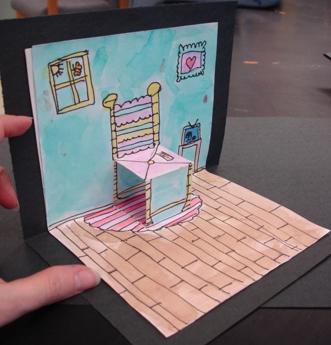 Third Grade Art Van Gogh Chairs Third grade art projects include this open card with pop up chair in the style of Van Gogh