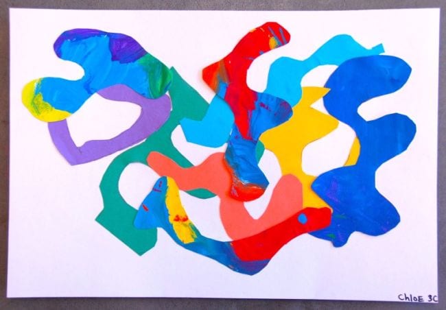 Third Grade Art Matisse Collages Third grade art projects include this collage of colorful curved shapes