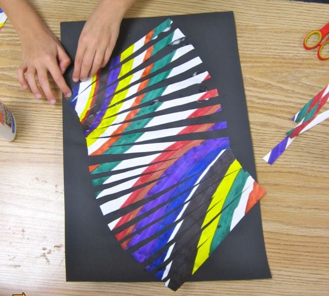 Third Grade Art Moving Lines Marker lines cut out into strips, then pasted into curves