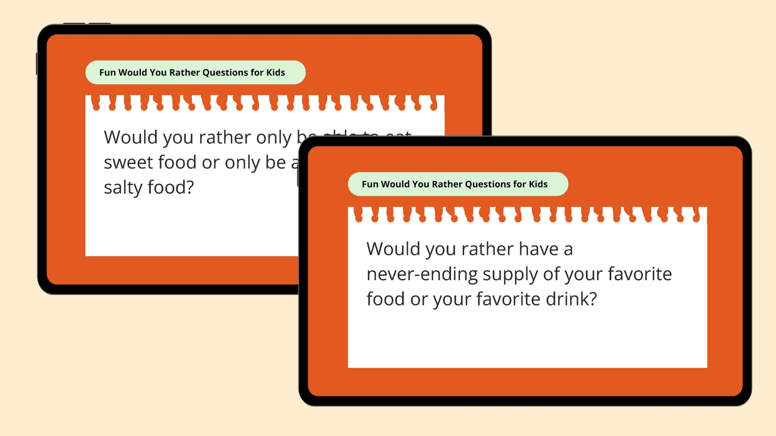 Would you rather have a never-ending supply of your favorite food or your favorite drink? Would you rather have a never-ending supply of your favorite food or your favorite drink?- would you rather questions for kids
