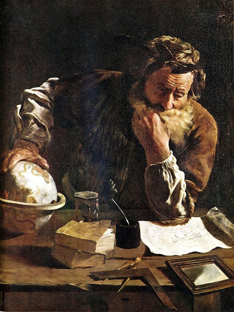 archimedes archimedes famous mathematician working at a desk