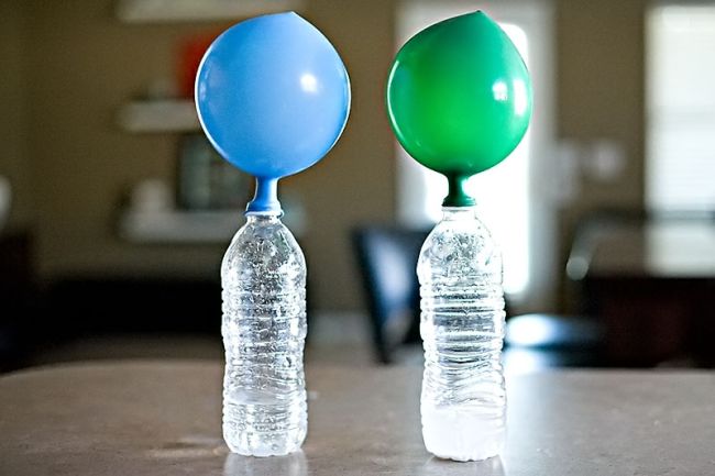 5th Grade Science Balloon Bottle All for the Boys Two water bottles with inflated balloons attached to the openings