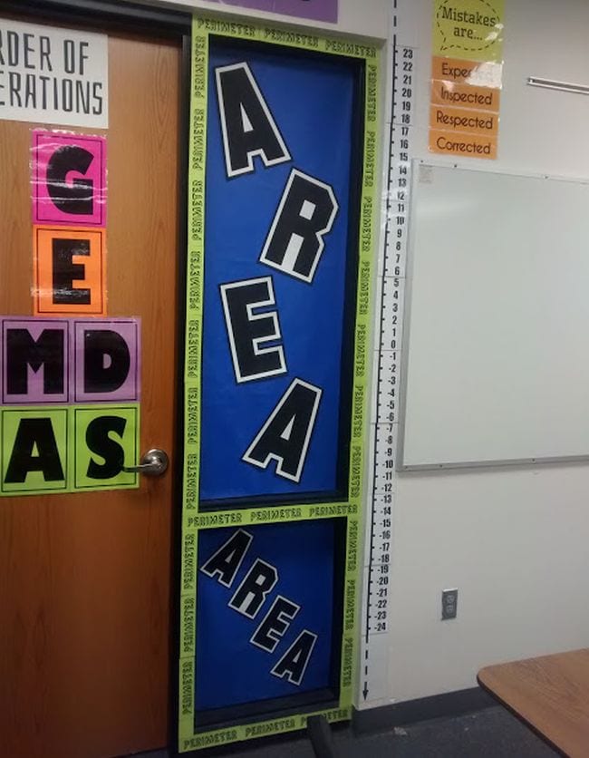 Area and Perimeter Math Equals Love Posters Classroom decorated with area and perimeter posters