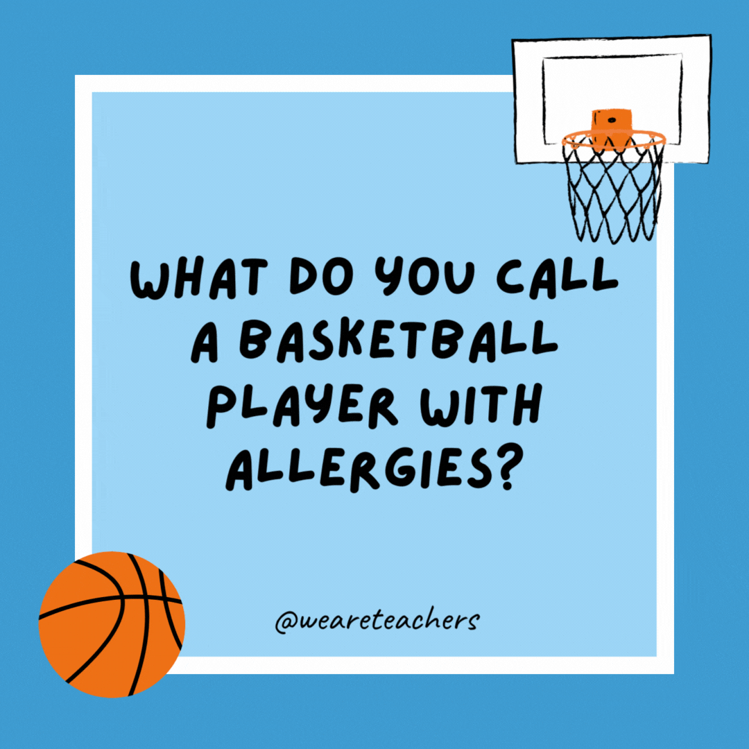 What do you call a basketball player with allergies? Scottie Epipen. What do you call a basketball player with allergies?
Scottie Epipen.
